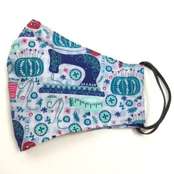 2/$15 - Sewing Mask, Blue Turquoise Sewing Face Mask, Filti Filter - Picture 1 of 15